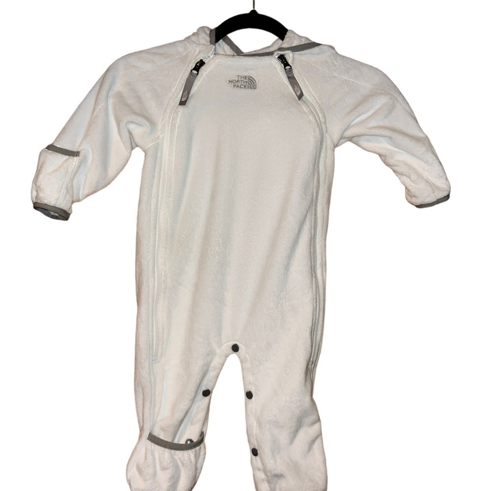 The North Face Fleece Bunting One Piece Baby White Hooded Suit 6-12 months